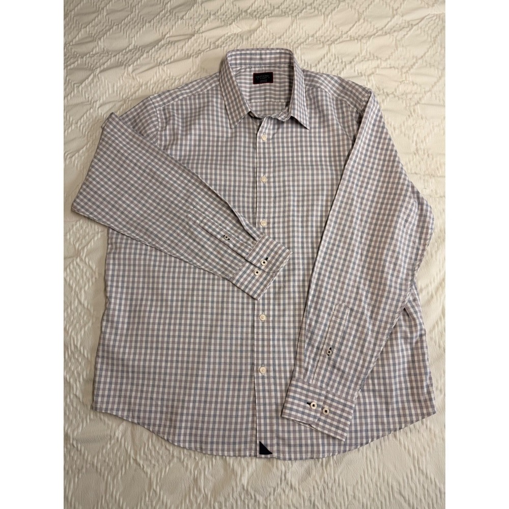 UNTUCKit Men's XL Shirt Blue White Gingham Long Sleeve Button Down Casual